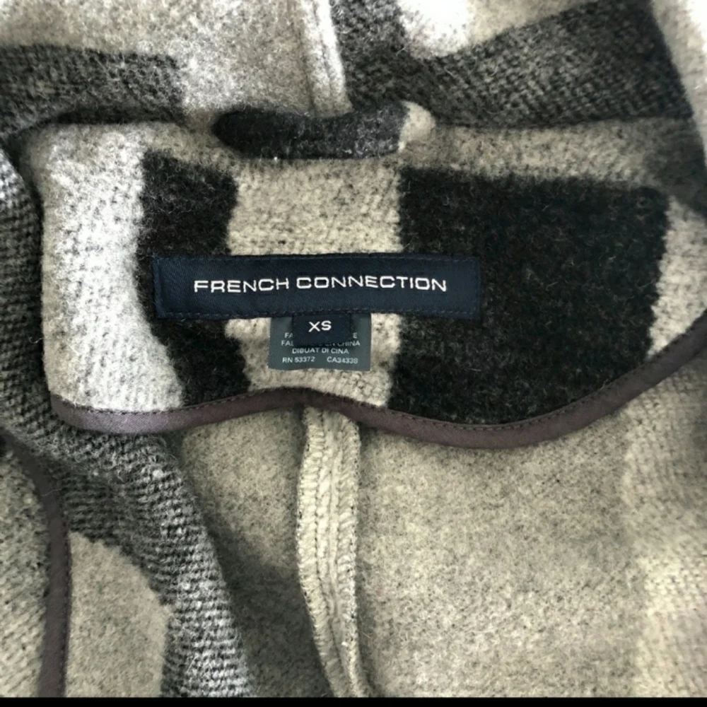 French Connection Black and‎ Gray Color Block Cardigan Coat
